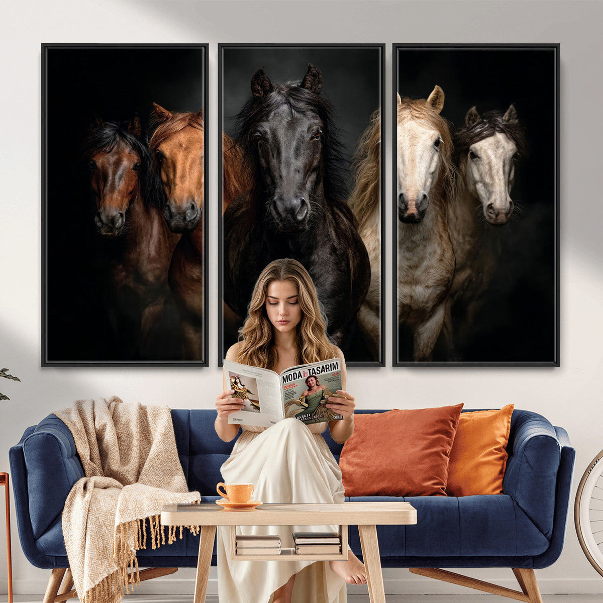 Horse Wall Art Canvas Print, Wild Horses Portrait Photography, Rustic Ranch Decor