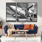 Vintage Airplane on Runway Canvas Print