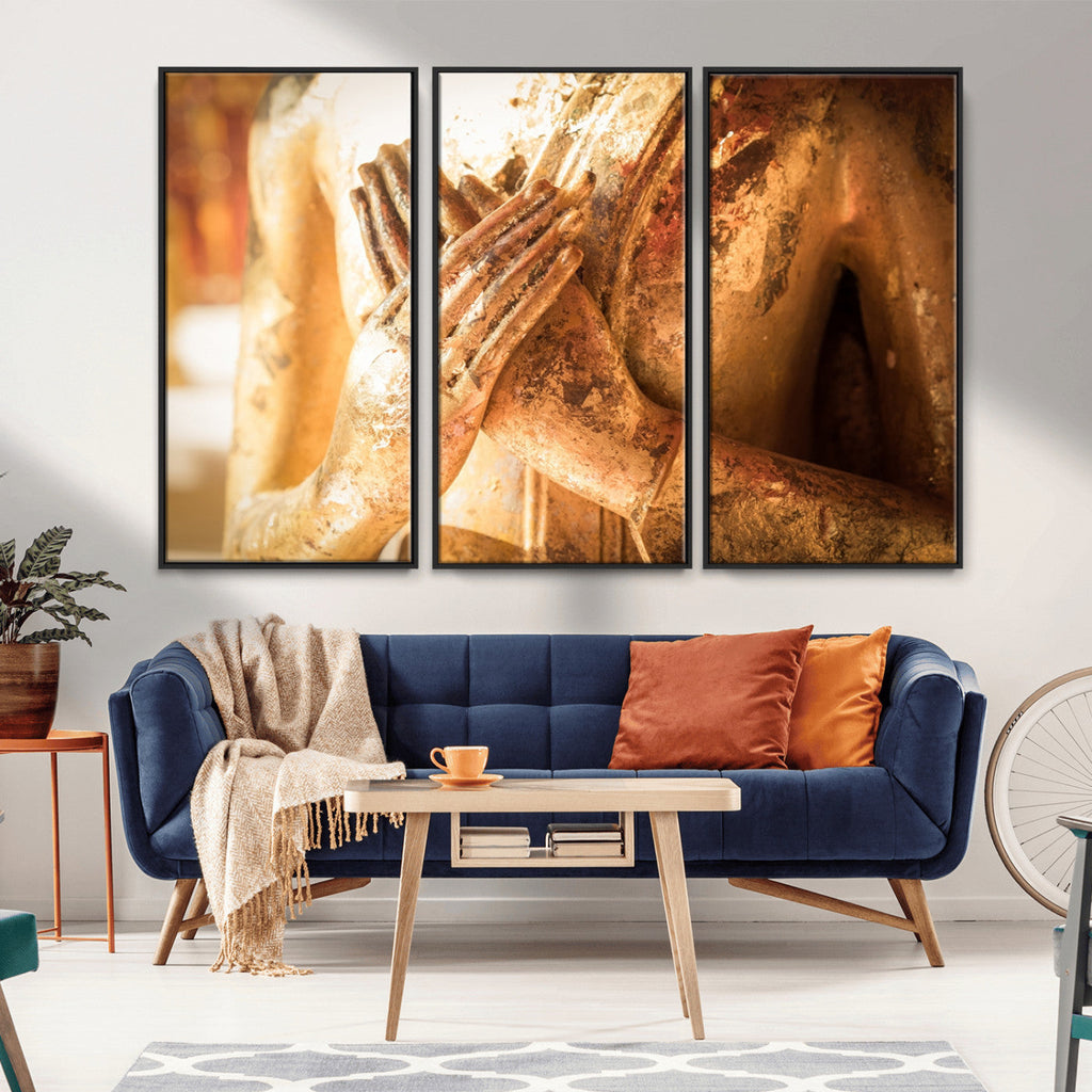 Buddha Statue Hands Wall Art Canvas Print