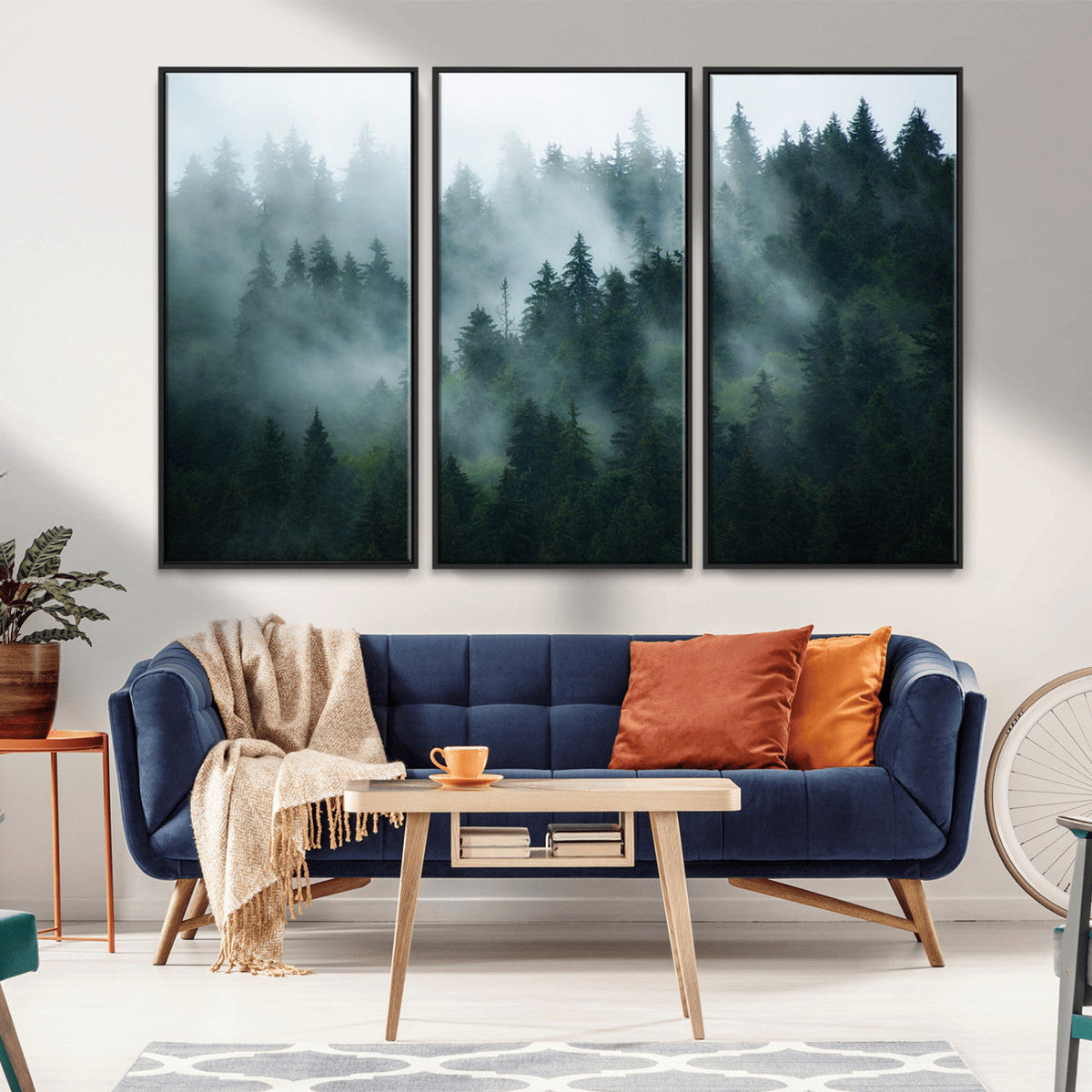 Misty Forest Wall Art | Serene Green Landscape Canvas Print