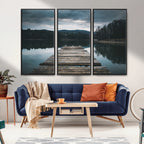 Wooden Bridge Near Lake Wall Art Canvas Print