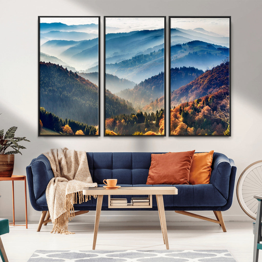 Mountains Forest Autumn Wall Art Canvas Print