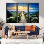 Mountain and Sunset Wall Art Canvas Print