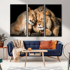 Lion and Lioness Wall Art Canvas Print | African Wildlife Animal Art