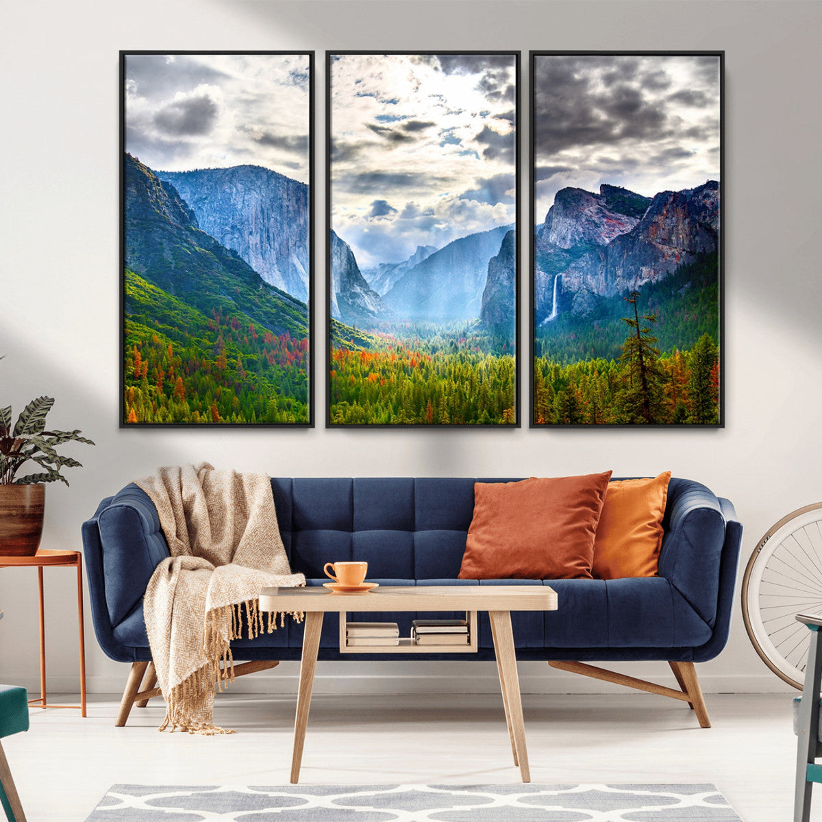 Yosemite Park Half Dome 3 Panel Canvas Print | Large Giclée Landscape Wall Art