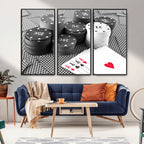 Poker Game Cards Wall Art Canvas, Multi Panel Wall Art