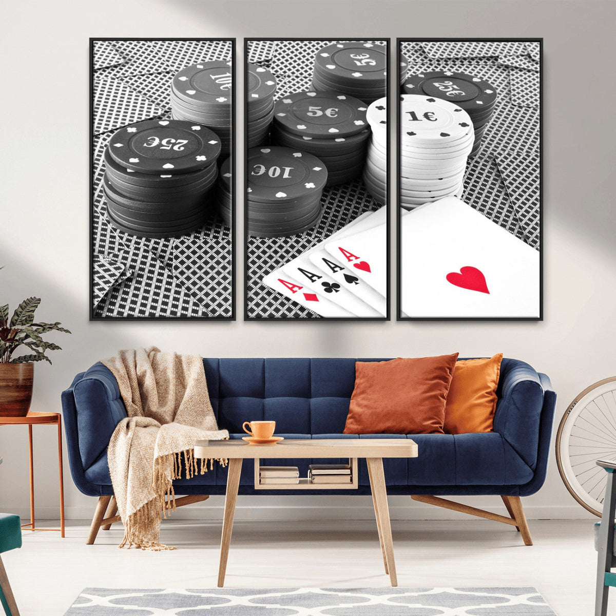 Poker Game Cards Wall Art Canvas, Multi Panel Wall Art