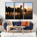 Horse Herd Wall Art Animal Canvas Print