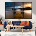 Serene Lake Pier at Sunset Canvas Print | Landscape Wall Art | Ready to Hang
