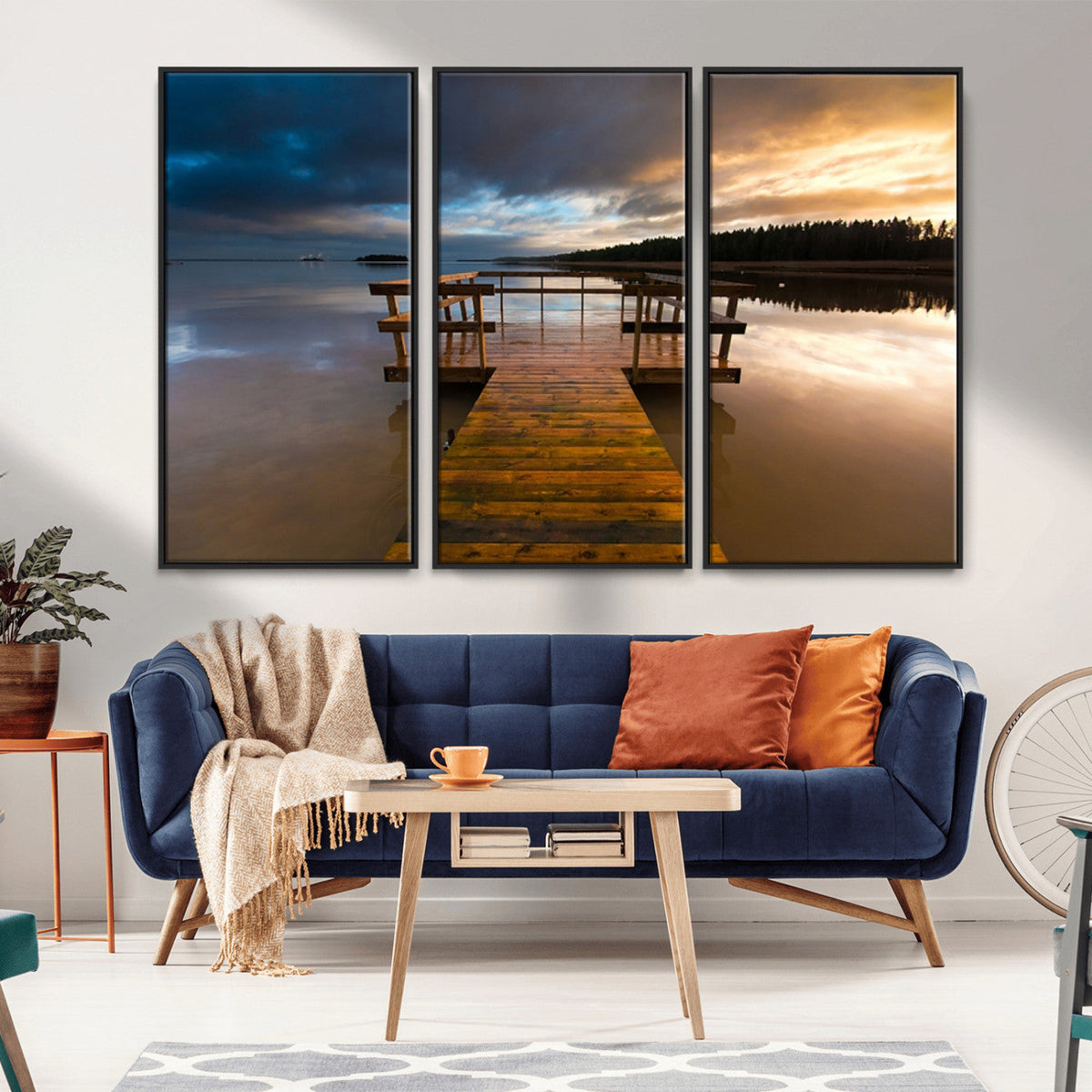 Serene Lake Pier at Sunset Canvas Print | Landscape Wall Art | Ready to Hang
