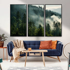 Misty Forest Wall Art Premium Canvas Print, Foggy and Serene Atmosphere