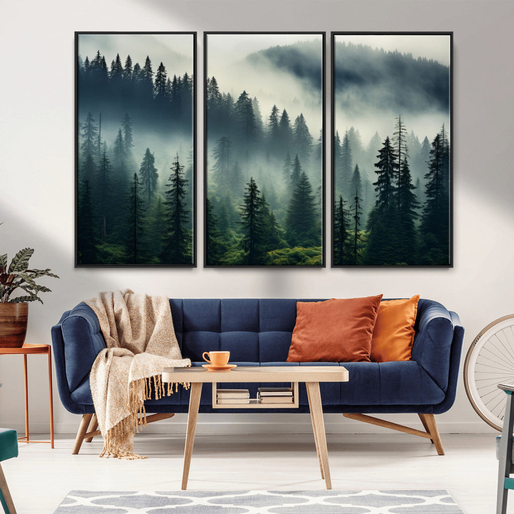 Captivating Misty Forest Wall Art, Foggy and Serene Atmosphere Canvas Print