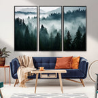 Captivating Misty Forest Wall Art Canvas, Premium Canvas Print of a Foggy and Serene Atmosphere