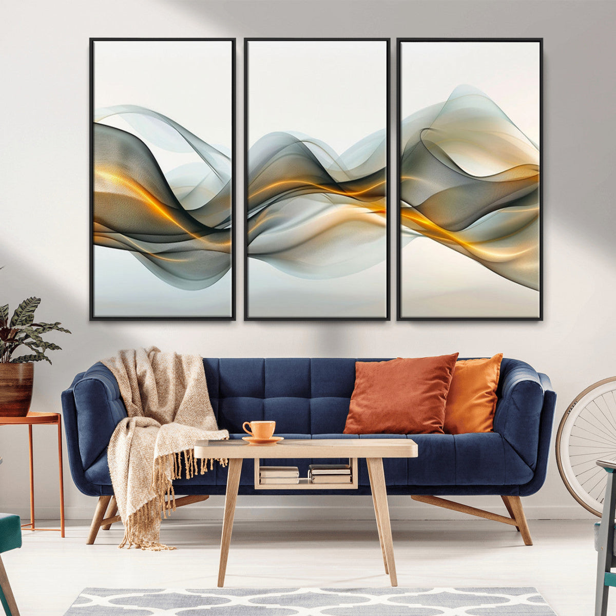 Abstract Wave Canvas Wall Art | Fluid Contemporary Elegance in Motion