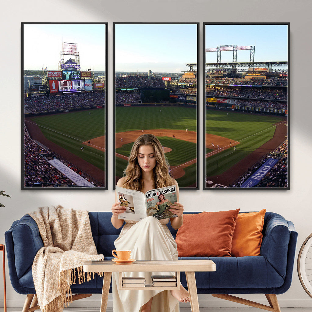 Colorado Rockies Coors Field Wall Art Canvas Print, MLB Baseball Stadium