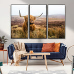 Scottish Highland Cow Canvas Wall Art, Rustic Farmhouse Decor