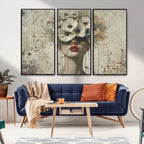 Abstract Floral Women Pastel Wall Art Canvas Print