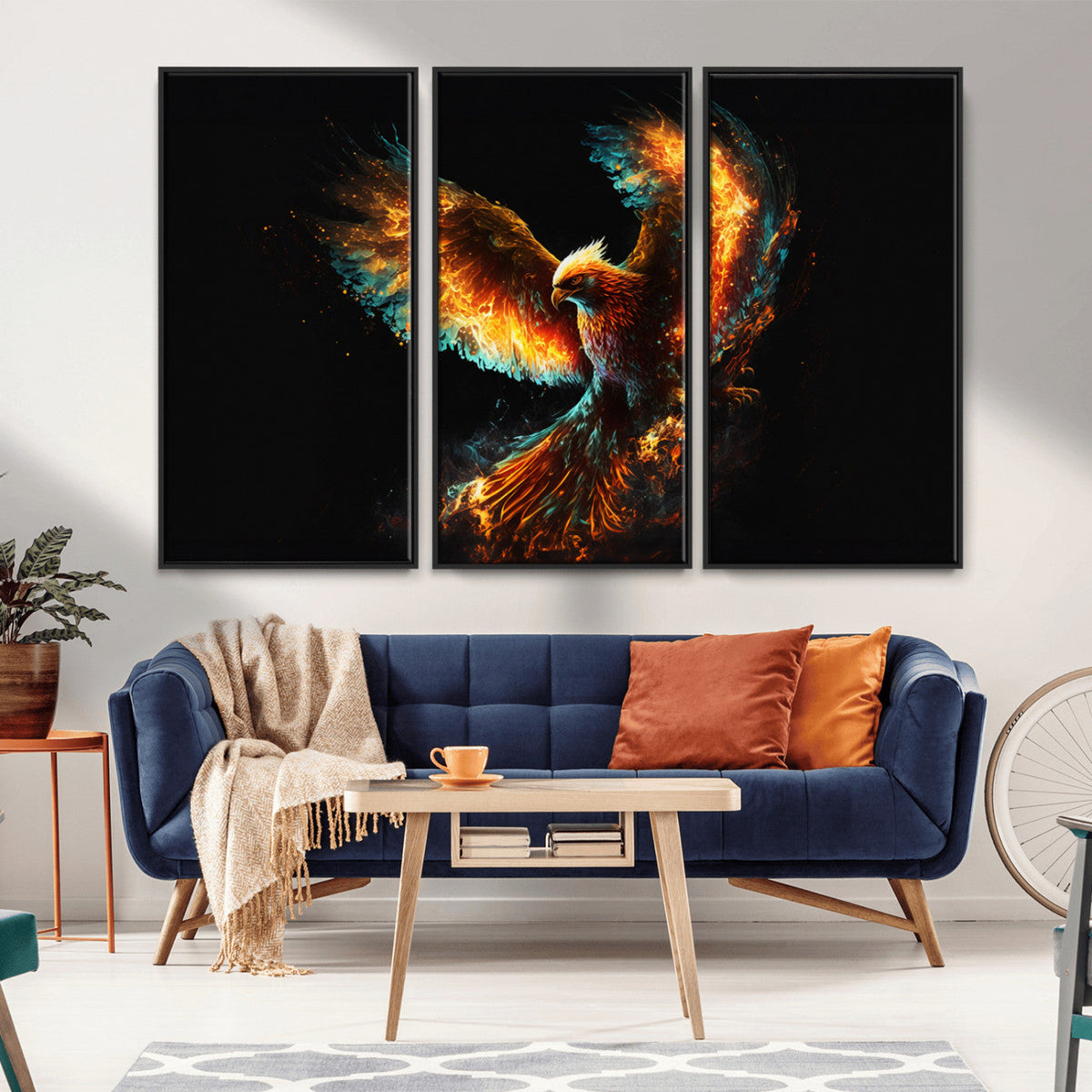 Fiery Phoenix Canvas Print | Ready to Hang Wall Art | Bold Fantasy Decor