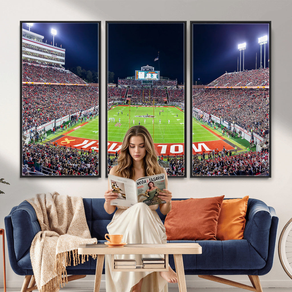 Wolfpack Football Team Print, Raleigh Carter-Finley Stadium