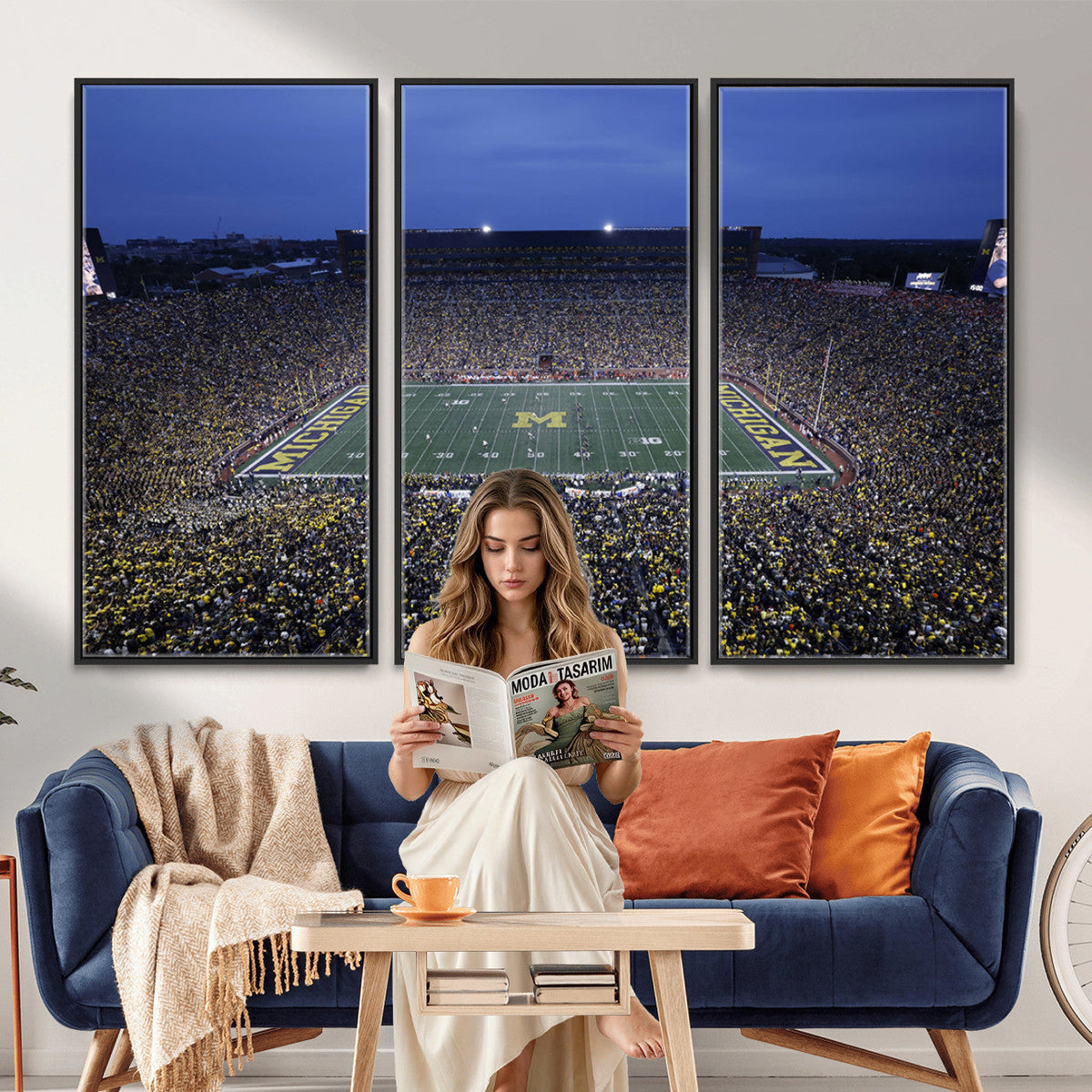 University of Michigan Wolverines Football Team Print, Ann Arbor, Home Bar Wall Decor