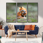 Heartwarming Fox and Baby Cub Wall Art | Canvas Print of Foxes in Nature