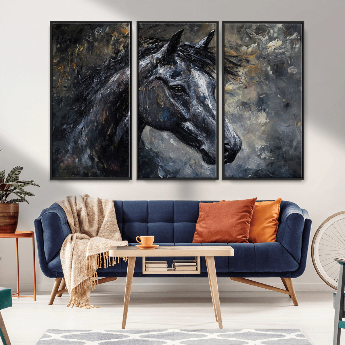 Large Abstract Horse Wall Art Canvas Print, Farmhouse Wall Art