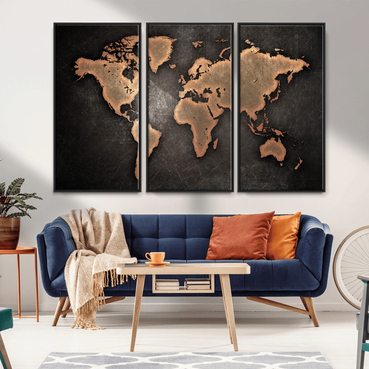 World Map Canvas Print | Framed Travel Map Wall Art for Couples