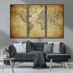 Push Pin World Map Canvas Print | Travel Tracker Wall Art