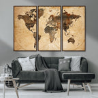 Push Pin World Map Canvas Print | Framed Travel Tracker Wall Art
