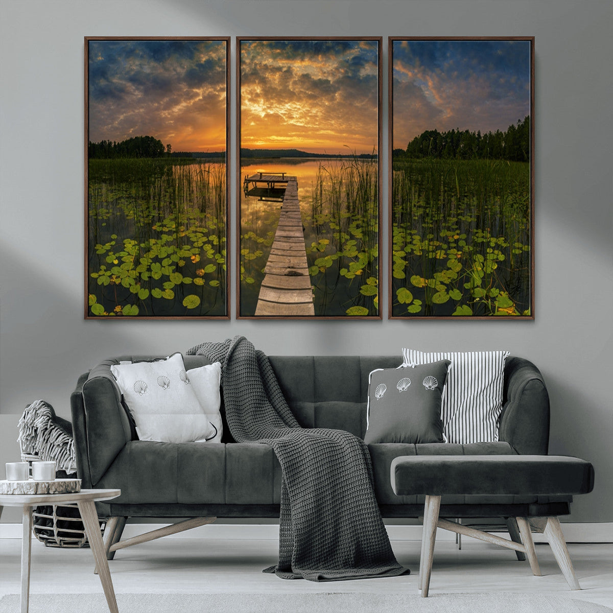 Lake and Flower Wall Art Canvas Print