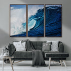 Ocean Wave at Sunset Canvas Art, Large Wall Print of Vibrant Water Waves