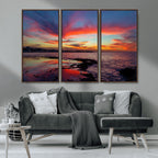 Glorious Sunset on The Beach Wall Art Canvas Print