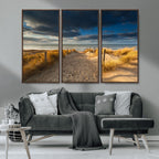 Ocean Beach Dark Clouds Wall Art Canvas Print