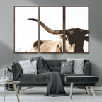 Texas Longhorn Wall Art Canvas Print, 3-Panel