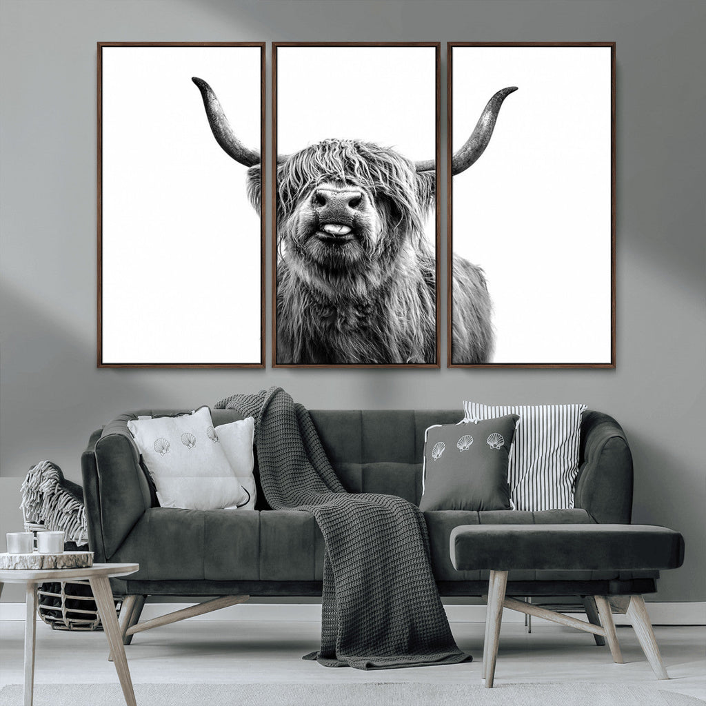 Fanny Scottish Highland Cow Cattle Art Print Farmhouse Wall Art Canvas Print