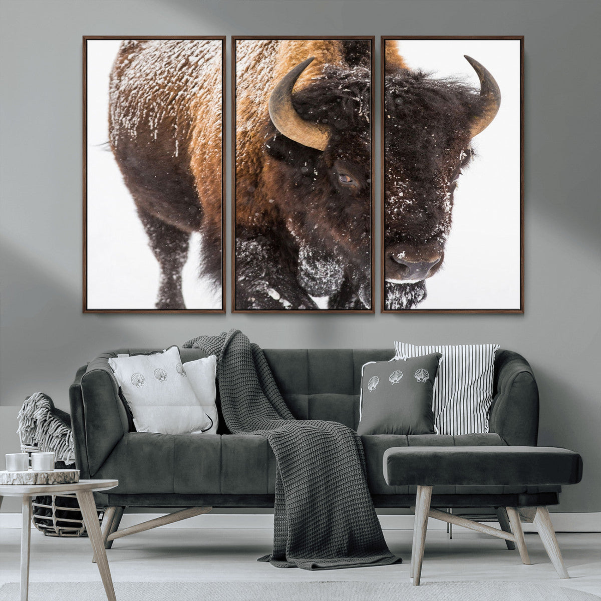 Bison Wall Art Canvas Print For Farmhouse, Wild Animal Wall Art