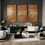 Tree Ring Canvas Art, Rustic Wood Grain Wall Art, Tree Slice Decor for Modern Homes