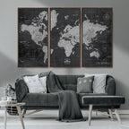 World Map Canvas Print, Detailed Map of the World Wall Art for Home or Office