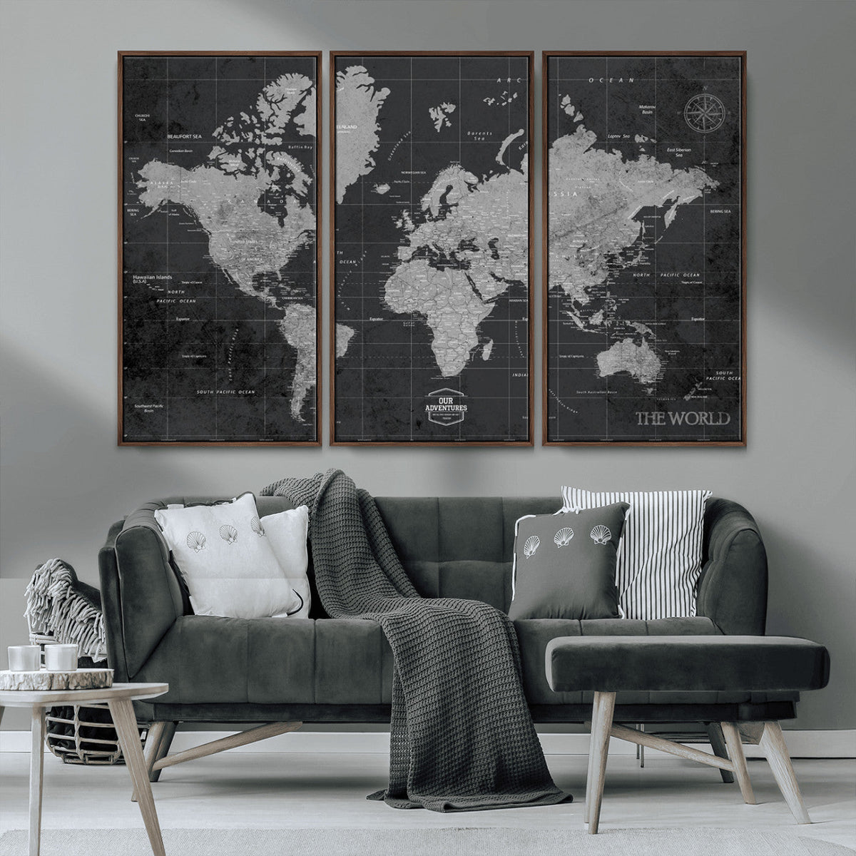 World Map Canvas Print, Detailed Map of the World Wall Art for Home or Office