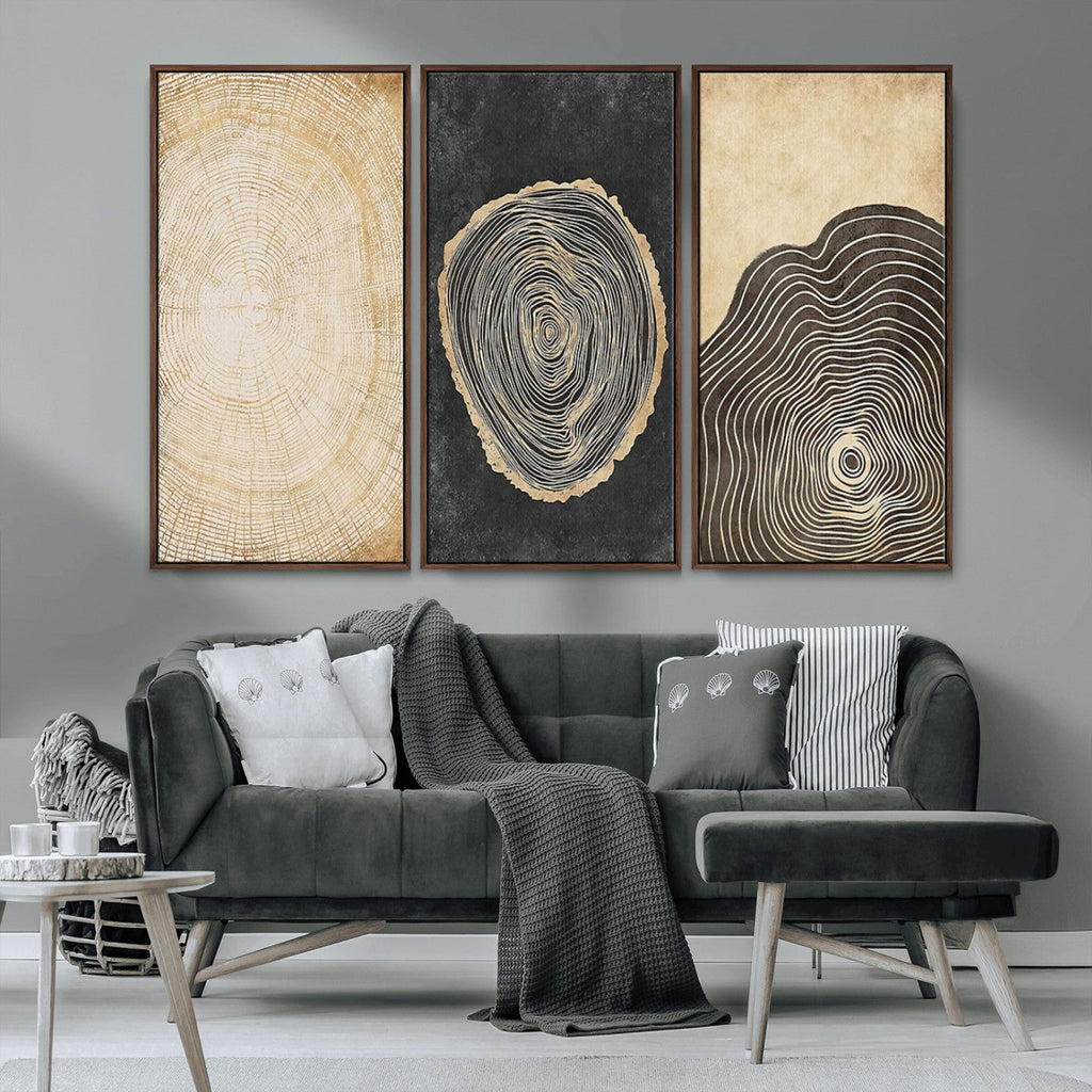 Tree Rings Canvas Wall Art Print, Minimalist Natural History in Modern Decor