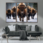 Buffalo Wall Art Canvas Print, American Bison Herd Wall Art