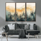 Abstract Forest Print | Mountain Wall Art | Autumn Landscape Canvas Print