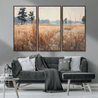 Golden Fields Canvas Wall Art Print | Serene Minimalist Landscape for Modern Decor