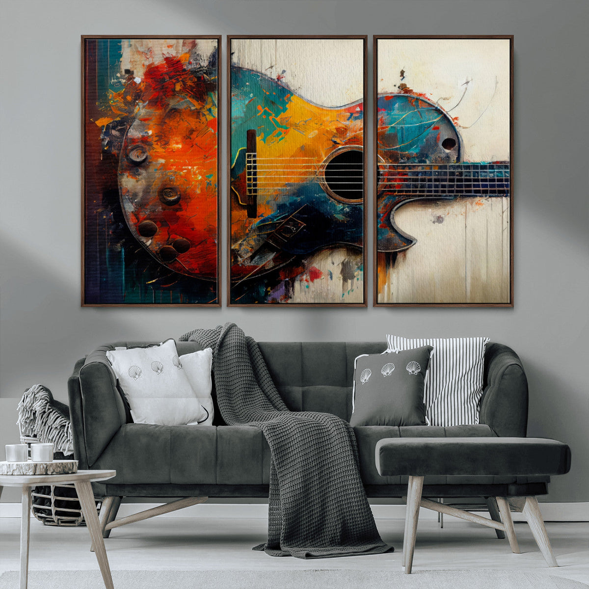 Abstract Guitar Wall Art Canvas | Vibrant Music-Inspired Art for Living Room or Studio