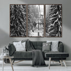 Winter Ski Lift Black and White Canvas Wall Art | Alpine Escape in Minimalist Style
