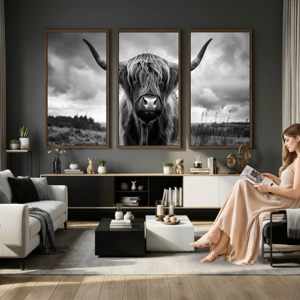 Scottish Cow Wall Art Canvas Print, Longhorn Wall Art