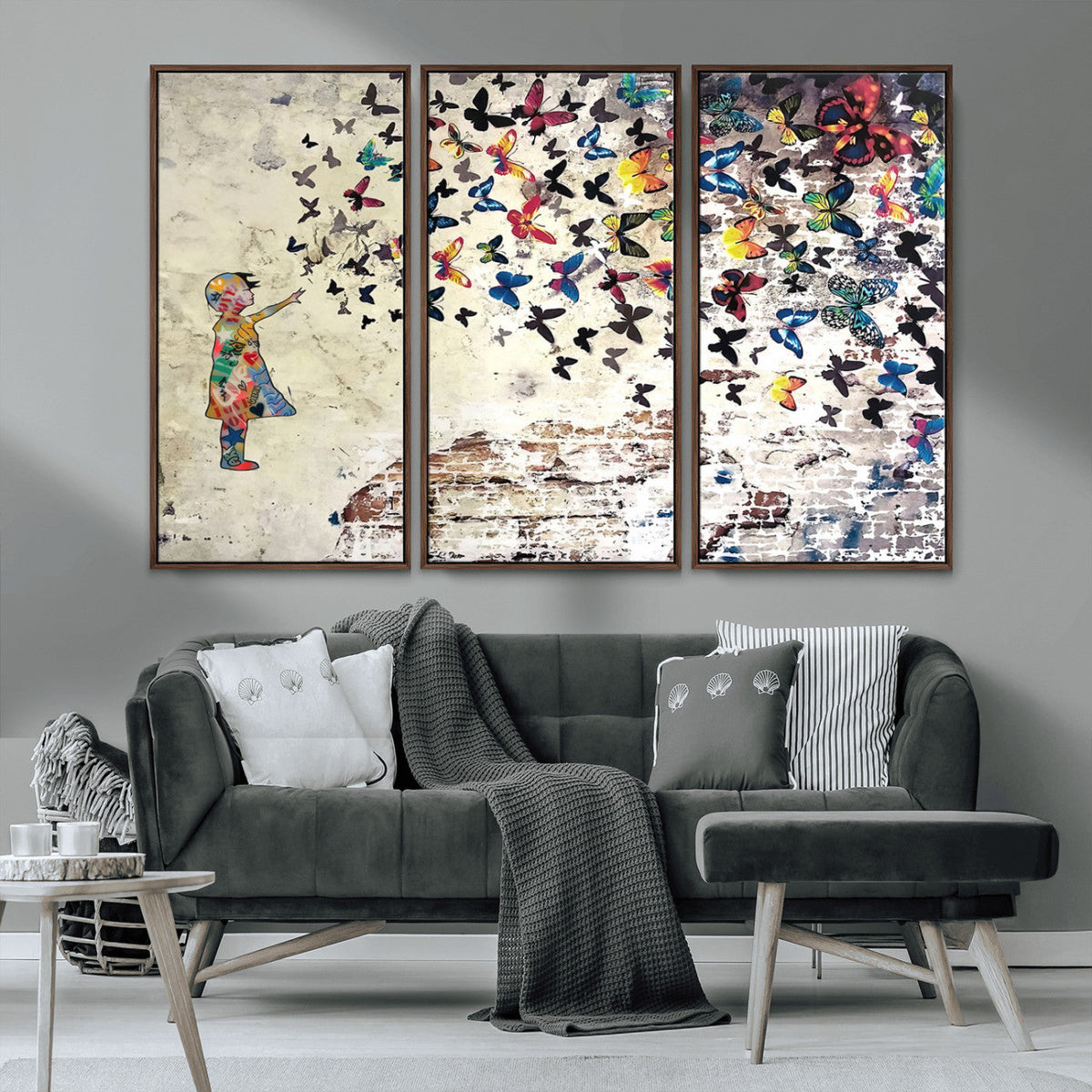 Banksy Wall Art - Banksy Girl Butterfly Graffiti Wall Art