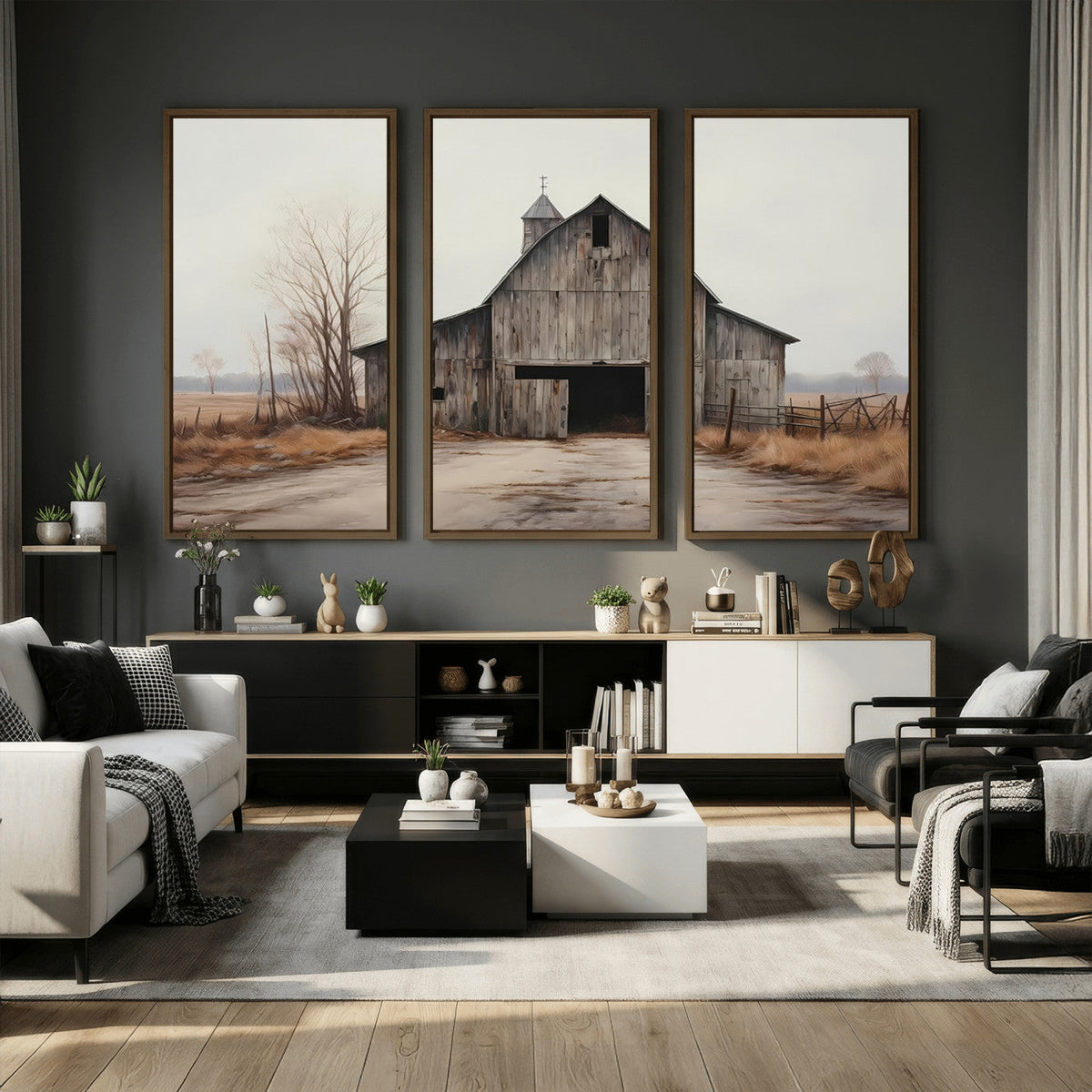 Farmhouse Rustic Barn Wall Art Canvas Print, Framed and Ready to Hang
