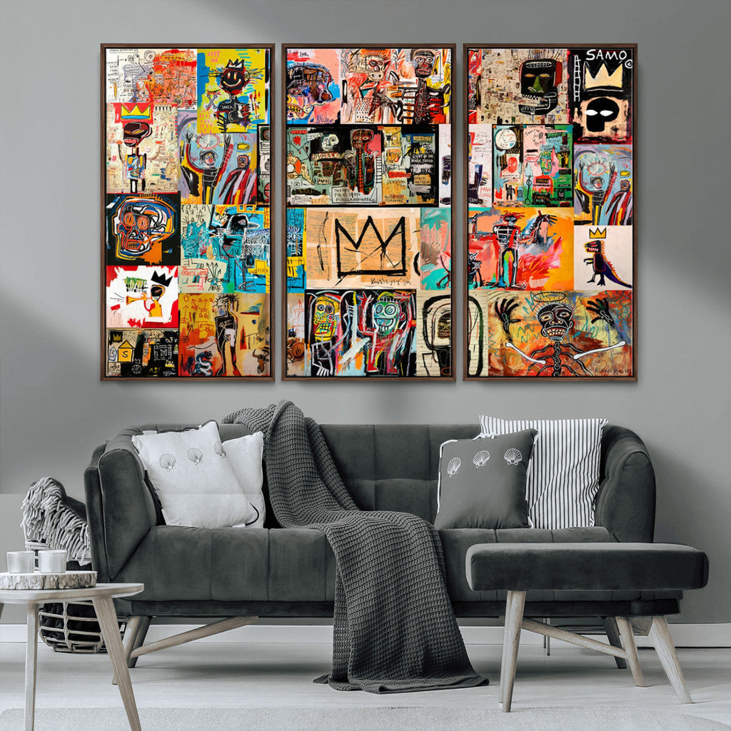 Abstract Art Collage Wall Art Canvas Print, Urban Graffiti Style