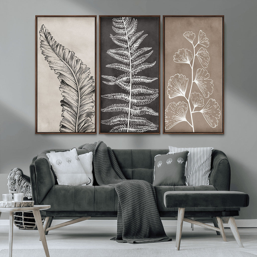 Minimalist Botanical Wall Art Canvas Print, Framed and Ready to Hang